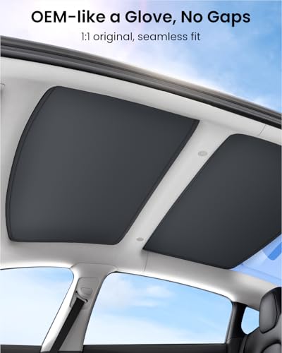 Image of REEVAA Tesla Model 3 (2026-2020) Sunshade Roof Accessories, Black | OEM Fit; Full Blackout & Heat-Blocking; Protect Interior & Reduce A /C Workload; Unobstructed Rearview Mirror Visibility