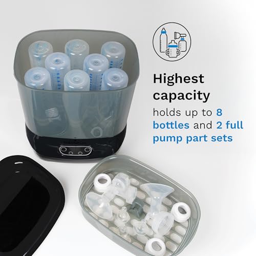 Image of Baby Brezza Bottle Sterilizer and Dryer Advanced - 33% Faster - Largest Capacity Steam Sanitizer - Universal Sterilization Machine for All Bottles + Pump Parts - HEPA Air Filter, Black