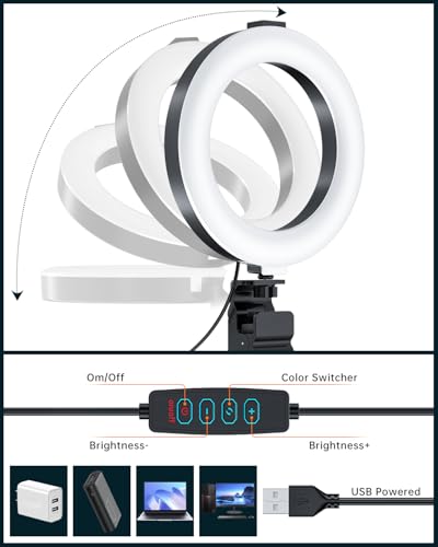 Ringlicht für Computer-Videokonferenz – Webcam-Licht für Monitor, Clip, Fernarbeit, Entfernung, Lernen, Zoom, Anruf, Selbstübertragung und Live-Streaming, Influencer-Licht, Laptop, Videokonferenzen 5