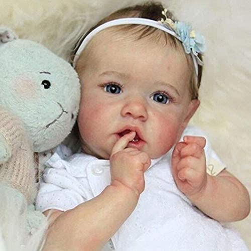 Reborn Baby Dolls, Realistic Baby Reborn Toddlers Vinyl Silicone Body, Gfobip 22 in Silicone Baby Sweet Girl Reborn Baby Doll with Clothes and Bottles Gift for Kids Age 3+