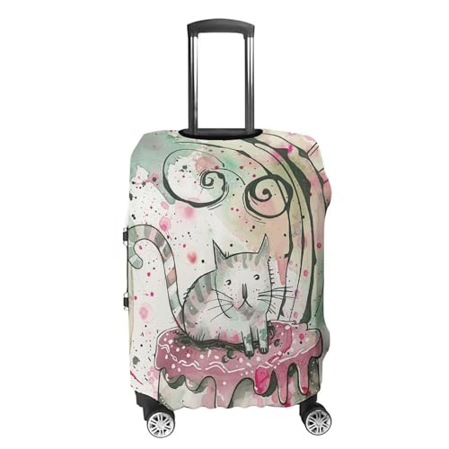 Cat on Cake Luggage Cover, Washable Elastic Suitcase Cover Protector Fit 18-32 Inch Luggage4