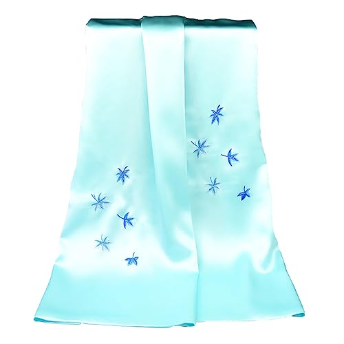 MINGGUXIUYI 純手刺繍二重シルク100%桑蚕糸レディースシルクマフラー（52-1）