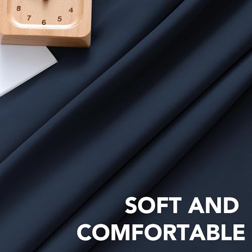 Image of H.VERSAILTEX Back Tab Navy Blackout Curtains 102 Inch Long for Bedroom /Living, Rod Pocket Room Darkening Thermal Insulated Black Out Drapes, 52 x 102 Inch, Navy Blue, 2 Panels