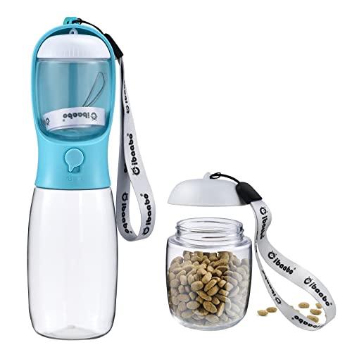 Dog Water Bottle with Food Container, Travel Puppy Water Bowl, Portable Pet Dispenser, Dog Stuff Accessories Items, Puppy Essentials Necessities for Yorkie Chihuahua Cat Walking and Hiking