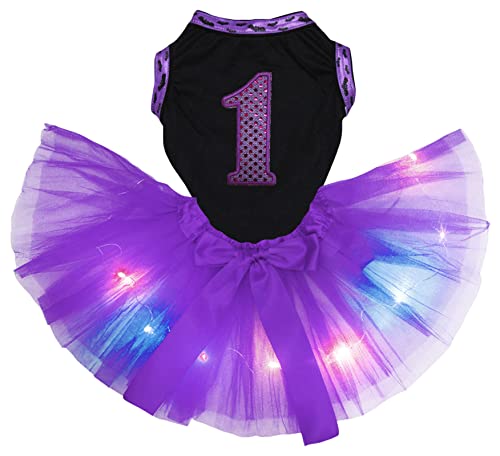 Robe à paillettes violettes pour chiot réglable et visible la nuit taille L