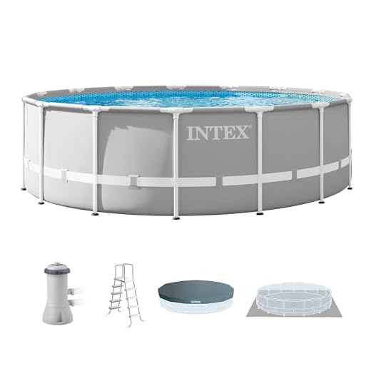 INTEX 26725EH 15 Foot x 48 Inch Prism Premium Frame Above Ground Pool | Cartridge Filter Pump, Ladder, Ground Cloth and Pool Cover Included