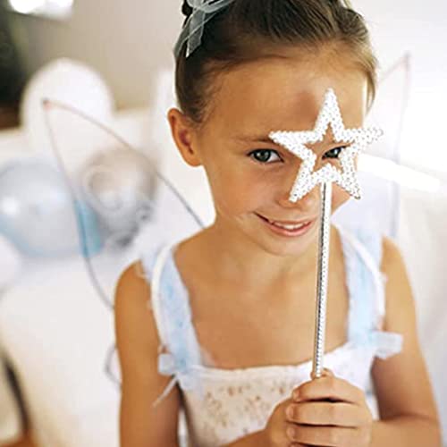 4 Pcs Star Wand 13 Inches Costume Props Star Fairy Princess Angel Wand Magic Wand Angel Fairy Wands Sticks For Christmas Halloween Cosplay Birthday Party (Silver) #TOP5