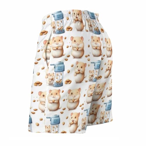 Mens Swim Trunks, Cartoon Hamster Nut Print Swim Shorts with Mesh Lining Swimwear Bathing Suits Quick Dry4