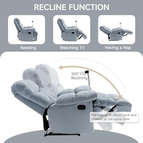GNMLP2020 Oversized Recliner Chair, Big Mans Recliner Chairs for Adults 400LBS, Wide Recliners for Tall Man, Large Recliner Chair for Living Room(Haze Blue)