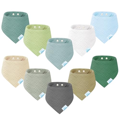 Miyacare 10 Stück Lätzchen Baby Dreieckstuch, Super Saugfähige,100%...