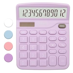 Purple Calculator, Basic Office Calculator, Desktop Calculator 12 Digit with Large LCD Display, Purple Office Supplies with Sensitive Button, Purple Desk Accessories, School Supplies……