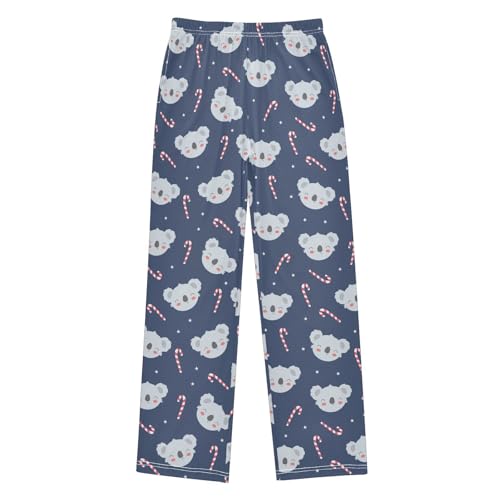 Koala Candy Cane Boys Long Pants Soft Trousers Elastic Waist Kids Lounge Bottoms with Pockets S-XL