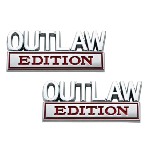 Image of 2Pc Outlaw Edition Emblem 3D Badge Stickers with Double Tape for Cars, Trucks, Motorcycles, Boats (Chrome Red)