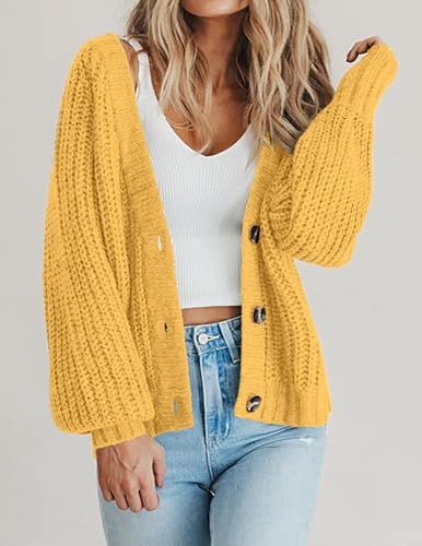 Image of Zeagoo Women's 2026 Fall Chunky Knit Cardigans Open Front Long Sleeve V Neck Button Loose Cardigan Sweaters