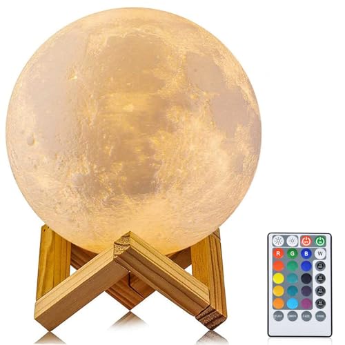 Moon Lamp Xndryan 15CM Timing Moon Light 16 Colors 3D Moon Lamp with Remote & Touch Control Rechargeable LED Night Light Lamp for Bedroom Decor Ideal for Christmas Birthday Gifts