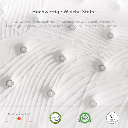 Taschenfederkernmatratze 160 x 200 von Sweetnight