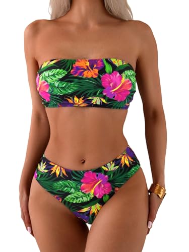GORGLITTER Bandeau Bikini Damen Set Bauch Weg...