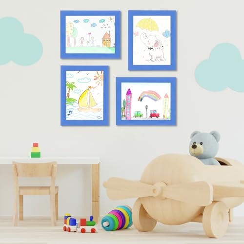 Image of [2-Pack] Kids Art Frames, 8.5x11 Front Opening Kids Artwork Frames Changeable, Skyblue Artwork Display Storage Frame for Wall, Holds 50 Pcs, for 3D Picture, Crafts, Children Drawing, Hanging Art,