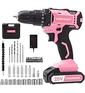 COMOWARE Pink Power Drill, 20V Pink Cordless Drill, Pink Drill Set for Women, 1 Battery & Charger...