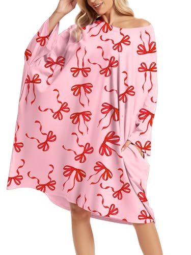 Image of CRIPOM Plus Size Moo Moos for Women Oversized Sleep Shirts for Women Oversized Nightgown with Pocket Fit S-5XL