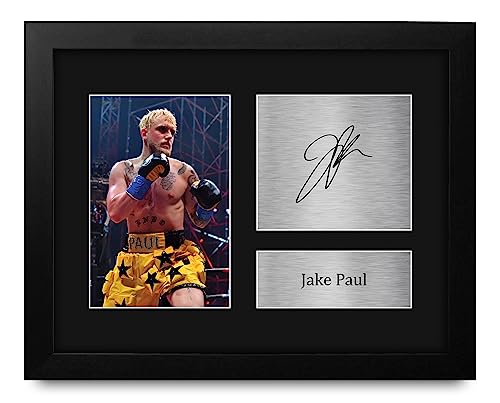 HWC Trading Jake Paul Boxing Boxing Framed Gifts Printed Signed Autograph Picture for Boxer Memorabilia Fans - US Letter Size