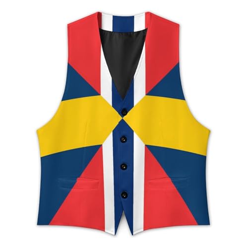 Sweden Norway Union Flag Mens Suit Vests V-Neck Casual Vest Dress Formal Tuxedo Wedding Waistcoat4