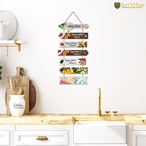 Image of Artvibes Kitchen Rules Printed MDF Wooden Wall Art For Cafe | Kitchen | Restaurants | Quotes Decor Item | Kitchen Quotes Wall Hanging | Wall Sculpture | Signs & Plaques | Gift Items (WH 7004N)