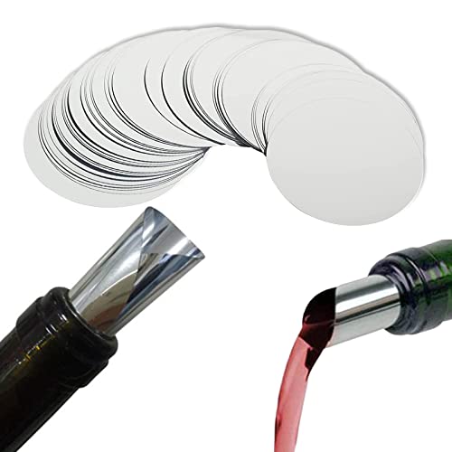Hoshisea 50 Stück Tropffrei Ausgießer, Ausgießer Drop Stop, Weinausgießer Plättchen, Wein Einschenkhilfe Tropffre, Wiederverwendbare Tropffreie Einschenkhilfe, Für Elegante Gießen (Silber) Cover