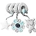 XIXIMAON Jouet Poussette Bébé Jouet d'activité Lit Suspendu en Spirale Jouet à Suspendre de Berceau de Landau de Siège Auto Jouet de Dentition Hochet en Peluche Renard (Gris, Taille Unique)