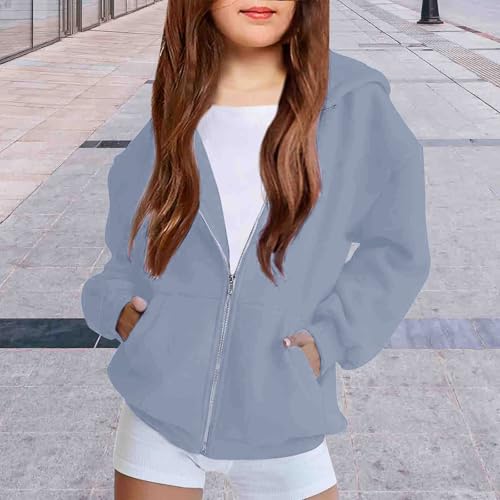 Girls Zip up Hoodie Oversiezd Long Sleeve Hooded Sweatshirt Fall Winter Jacket with Pockets Casual Cute Coats2