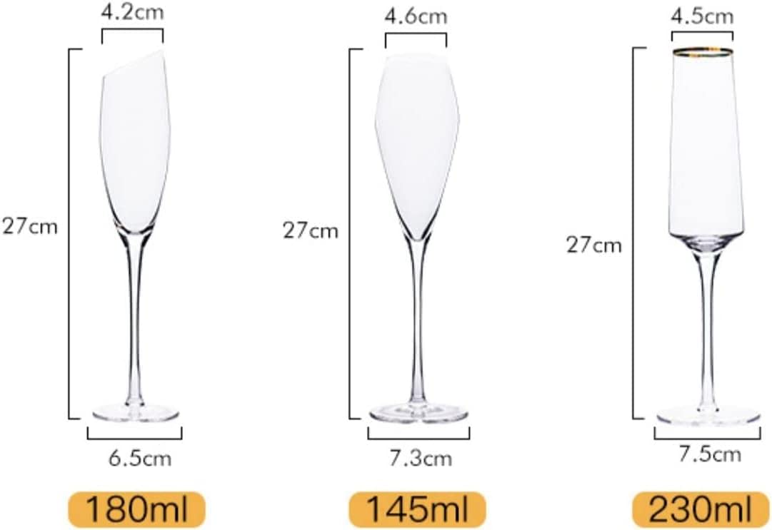 Flûtes à Champagne 230 ML Verres à Champagne à Bord doré Home Premium Goblet Set Flûtes à Champagne en Verre de Cristal pour Mariage, Anniversaire, Noël 2 pièces pour Les fêtes