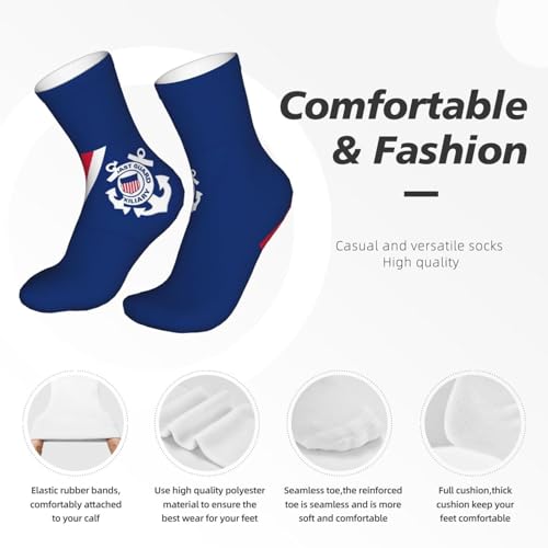 United States Coast Guard Running Socks Ventilating Comfort Cool Crew Socks for Unisex, Painting4