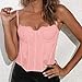 Women Night Out Lace Mesh Bustier Date Night Spaghetti Y2k Strap Club Fashion Sexy Vintage Trendy Corset Top Pink
