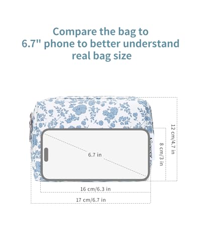 image for Narwey Small Cute Floral Makeup Bag for Purse Mini Cosmetic Bag Travel