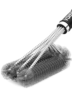 Grillbürste, Grillbürste Edelstahl, Grillrost Bürste, Dreireihigen Edelstahlborsten, Langer Griff, geeignet für Gasgrills, Holzkohlegrills und Elektrogrills.