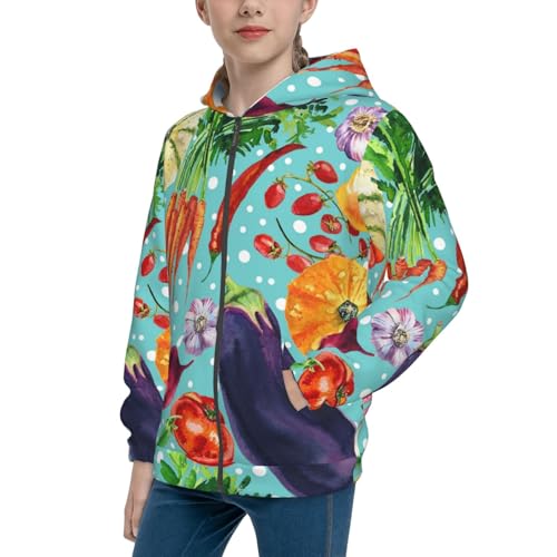 Vegetable Kid Hoodies Boys Zip Up Sweatshirts Girls Pullover with Pocket