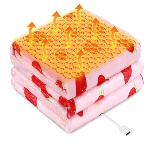 USB Type-C Powered Heated Throw Blanket for Women,50