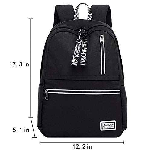 Van Caro Unisex Oxford Waterproof Backpack Large School Bag Travel Rucksack With Usb, Black #TOP1