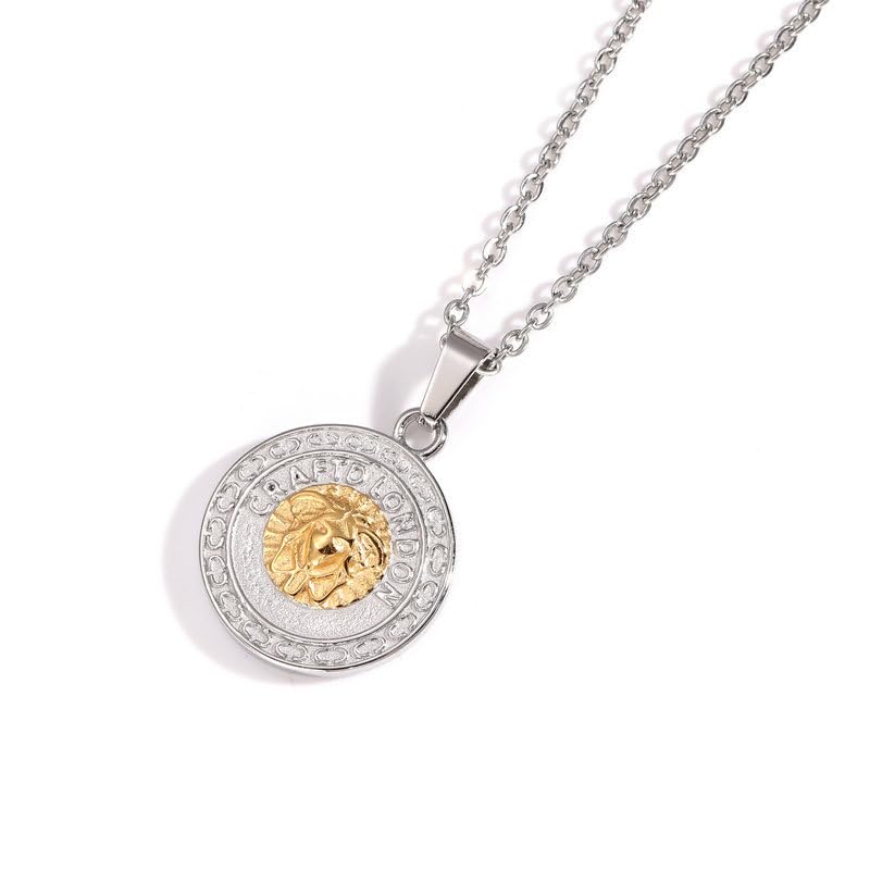 Collier or 18 carats pendentif œuf rétro acier haut de gamme