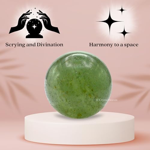 Image of Certified Green Aventurine Crystal Ball for Meditation - Premium Crystal Vastu Items for Home and Feng Shui Items for Good Luck - Ideal for Pooja Supplies and Spiritual Practices (1 Inch)