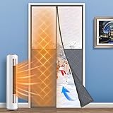 LIAMST Magnetic Thermal Insulated Door Curtain, Fits Door Size 32' x 80', Center Opening, Durable Oxford Cloth&Thicken Polyester Fiber, Weighted Bottom,Temporary Thermal Curtains