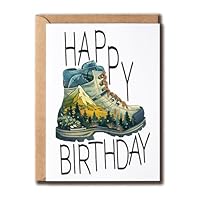 SMHGifts Hiking Birthday Card - Happy Birthday Card - Hiking Boot Card - Card For Outdoor Lover - Card For Family Friend - Hiking shoes Card - Greeting Card