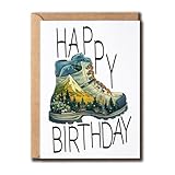 SMHGifts Hiking Birthday Card - Happy Birthday Card - Hiking Boot Card - Card For Outdoor Lover - Card For Family Friend - Hiking shoes Card - Greeting Card
