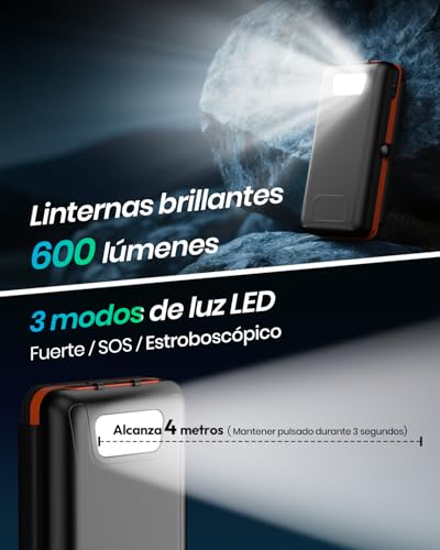 Batería Externa Solar de Carga rápida con 4 Paneles Solares Plegables 7