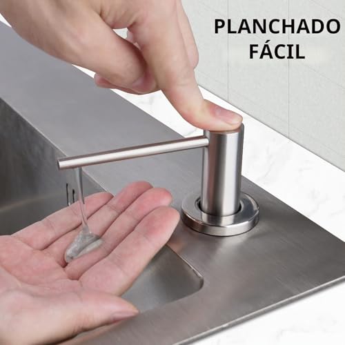 Miniatura 3 de Aike Dispensador De Jabón Bajo Encimera, Para Cocina Como Para Baño, Con Bomba De Acero Inoxidable, Botella De 500-Ml, Relleno Superior, Cepillado