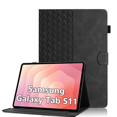 Funda para Samsung Galaxy Tab S11 de 11 pulgadas 2025 (SM-X736B/ SM-X730) Premium PU Cuero Tablet Funda Magnética Folio Case con Función Stand Ranura para Tarjetas Negro