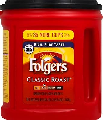 Folgers Classic Roast Medium Roast Ground Coffee, 38.4 Ounces (Pack fo 1)