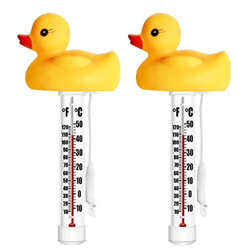 Gardtech 2 Pack Floating Pool Thermometer, Easy Accurate Read For Water Temperture, Sturdy And Shatter-Resistant Temperature Gauge Meter With String For Swimming Pools, Hot Tub, Spa (Duck) #TOP18