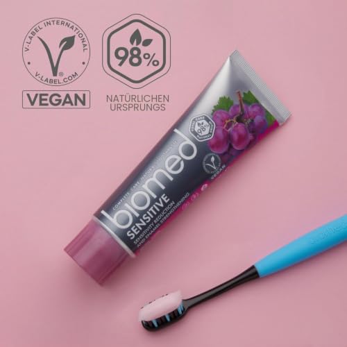 Biomed Sensitive 98% natürliche Zahnpasta | Empfindlichkeit & Zahnschmelzstärkung | Roter Traubenkernextrakt, vegan, SLES-frei, 100 g… – Ansicht 6