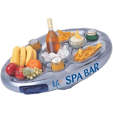 Official 'Perfect Pools' Spa Bar Inflatable Hot Tub Side Tray for Drinks and Snacks - Perfect for Pool Parties! Cover